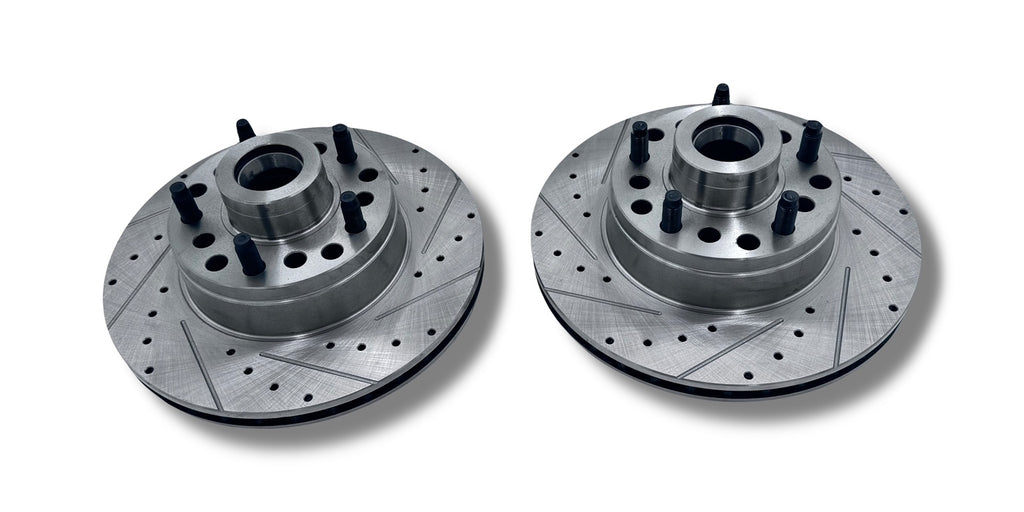 Mustang II 2 Front Disc Brake Conversion Kit with 11" Drilled/Slotted Rotors Stainless Steel Brake Lines - SAE-Speed