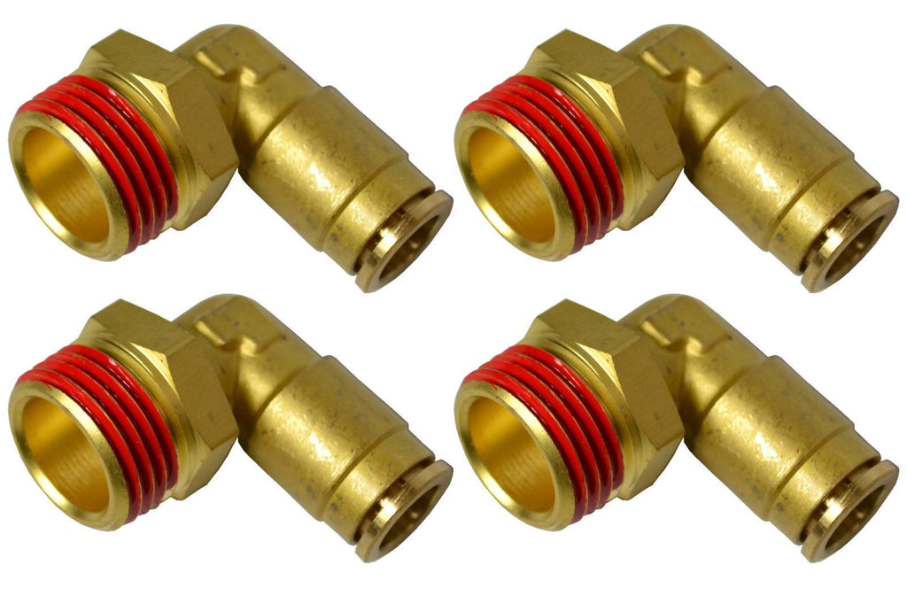 Air Suspension System 4 Fittings 90° 1/2"NPT Male To 3/8" Air Hose Push In - SAE-Speed