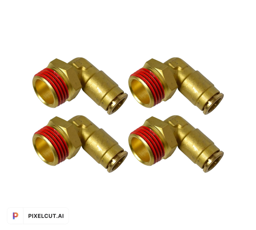 Air Suspension System 4 Fittings 90° 1/2"NPT Male To 3/8" Air Hose Push In - SAE-Speed