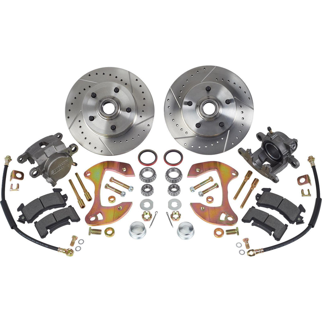 Deluxe Disc Brake Kit,1955-64 Chevy Full-size Car,Drilled/Slotted - SAE-Speed