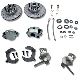 Mustang 2 II Front Disc Brake Conversion Kit With Spindles Drilled & Slotted Rotors Stainless Brake Lines - SAE-Speed