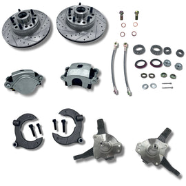 Mustang 2 II Front Disc Brake Conversion Kit With Spindles Drilled & Slotted Rotors Stainless Brake Lines - SAE-Speed