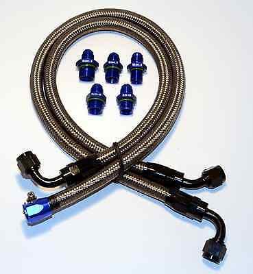 131107B Stainless Braided Power Steering Hose Kit - Matte Black