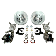 Load image into Gallery viewer, MUSTANG II FRONT DRILLED SLOTTED DUAL BOLT PATTERN ROTORS DISC BRAKE KIT 2&quot; DROP - SAE-Speed