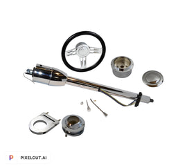 1955 - 1959 Chevy Truck 32 Chrome Tilt Steering Column No Key Floor Shift gm 6pcs kit - SAE-Speed