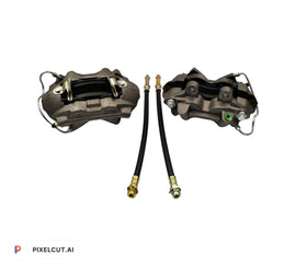 64 65 66 Ford Mustang Front 4 Piston Disc Brake Calipers And Brake Hoses - SAE-Speed